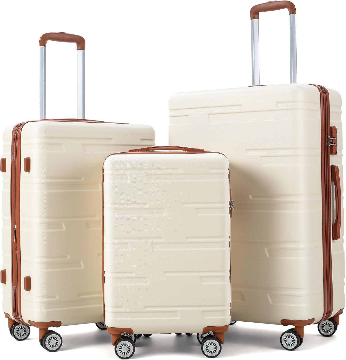 Boundliving 20''/24''/28'' 3 Piece Hardshell Luggage Set Expandable, Suitcase Set 3Pcs with TSA Locks, Lightweight Hardside Suitcase Set with Double Spinner Wheels, White image number 4