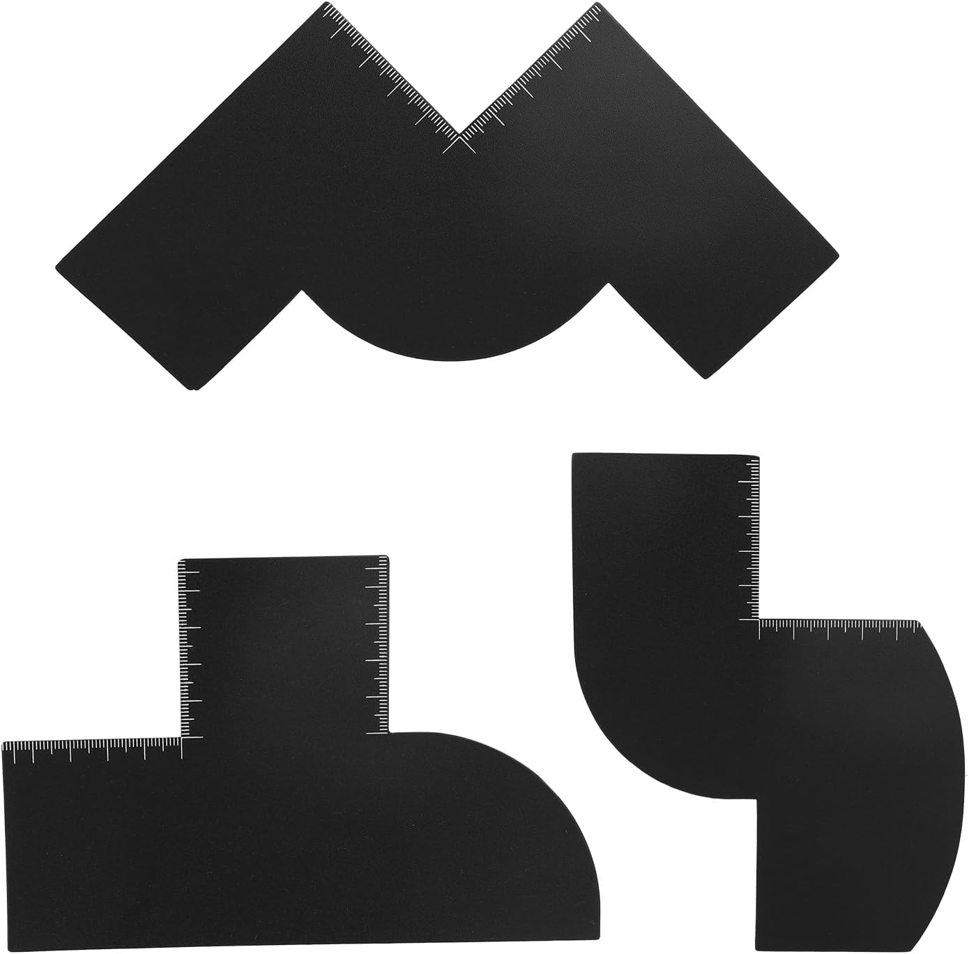 Lasuroa 3Pcs Barber Enhancement Cards with Measurement Indicators, 3 Shapes Hairline Shaping Tool Black Beard Guide Template Reusable Color Spray Edge Hair Line up Tools for Men Barber Accessories image number 2