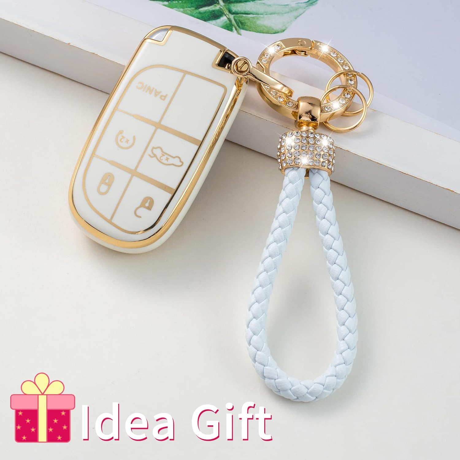 Gematay for Jeep Key Fob Cover with Keychain Lanyard Compatible with Grand Cherokee Renegade Wrangler Patriot Grand Commander Smart Key Holder image number 3