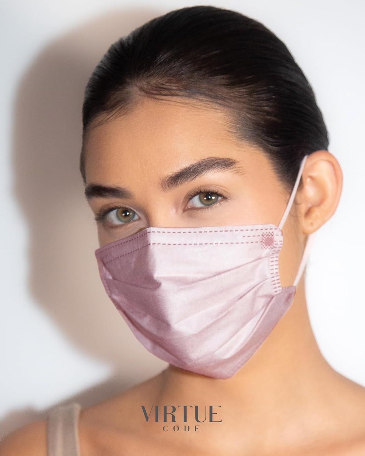 VIRTUE CODE 50 Disposable Face Masks for Men and Women. Face Mask with Elastic Ear Loops - Grey image number 4