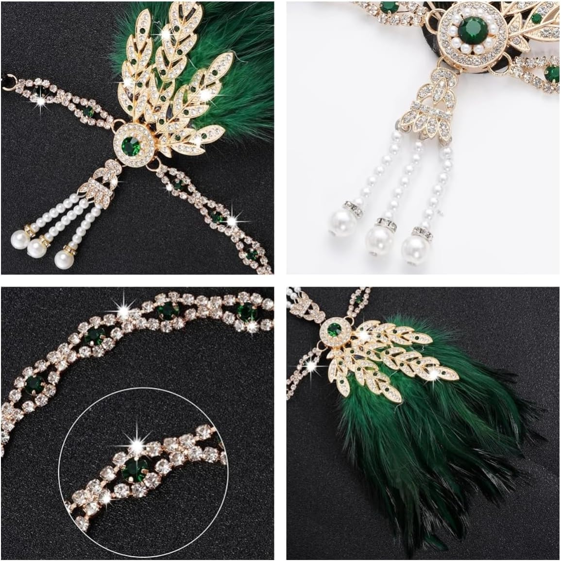 1920S Feather Headband Roaring 20S Gatsby Flapper Headpiece Decor Sequins Hair Accessories for Women image number 2