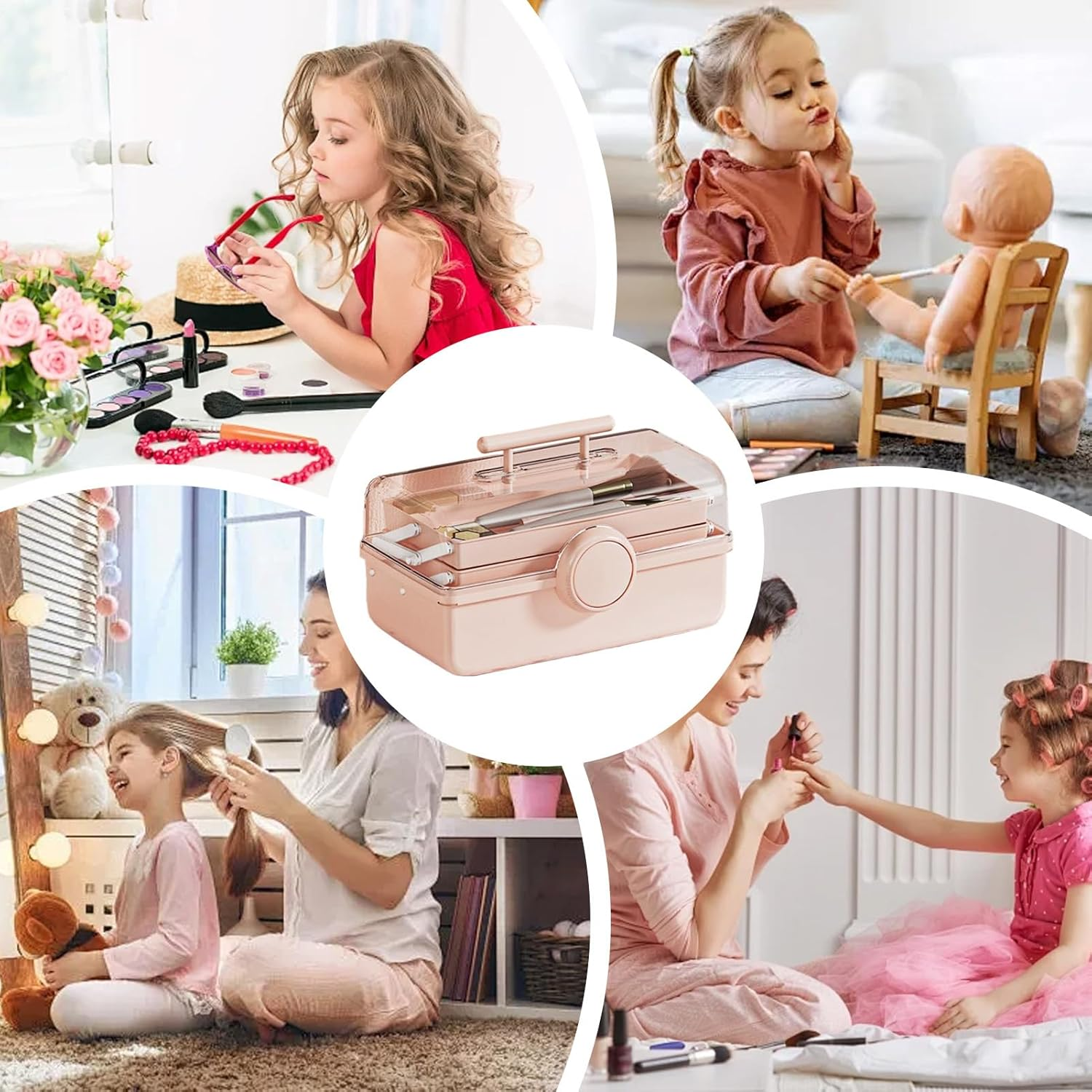 Hair Accessories Organizer Box, Dust-Proof Portable Art Craft Organizer, Makeup Holder Accessories Case Trays Storage for Baby Kids Ties Nail Supplies Office School Craft Home image number 6