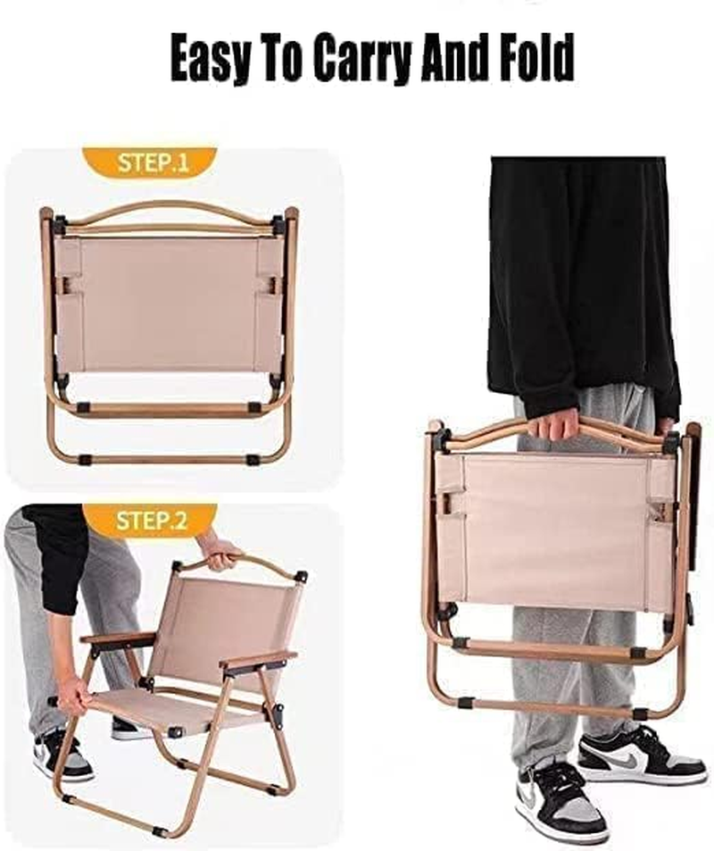 Fohouse Folding Camping Chair, Portable Camping Chair, Lightweight Camping Backpacking Chair, Outdoor Beach Chair for Camping Hiking Garden Travel Beach Picnic BBQ Outdoor (Beige, Large)