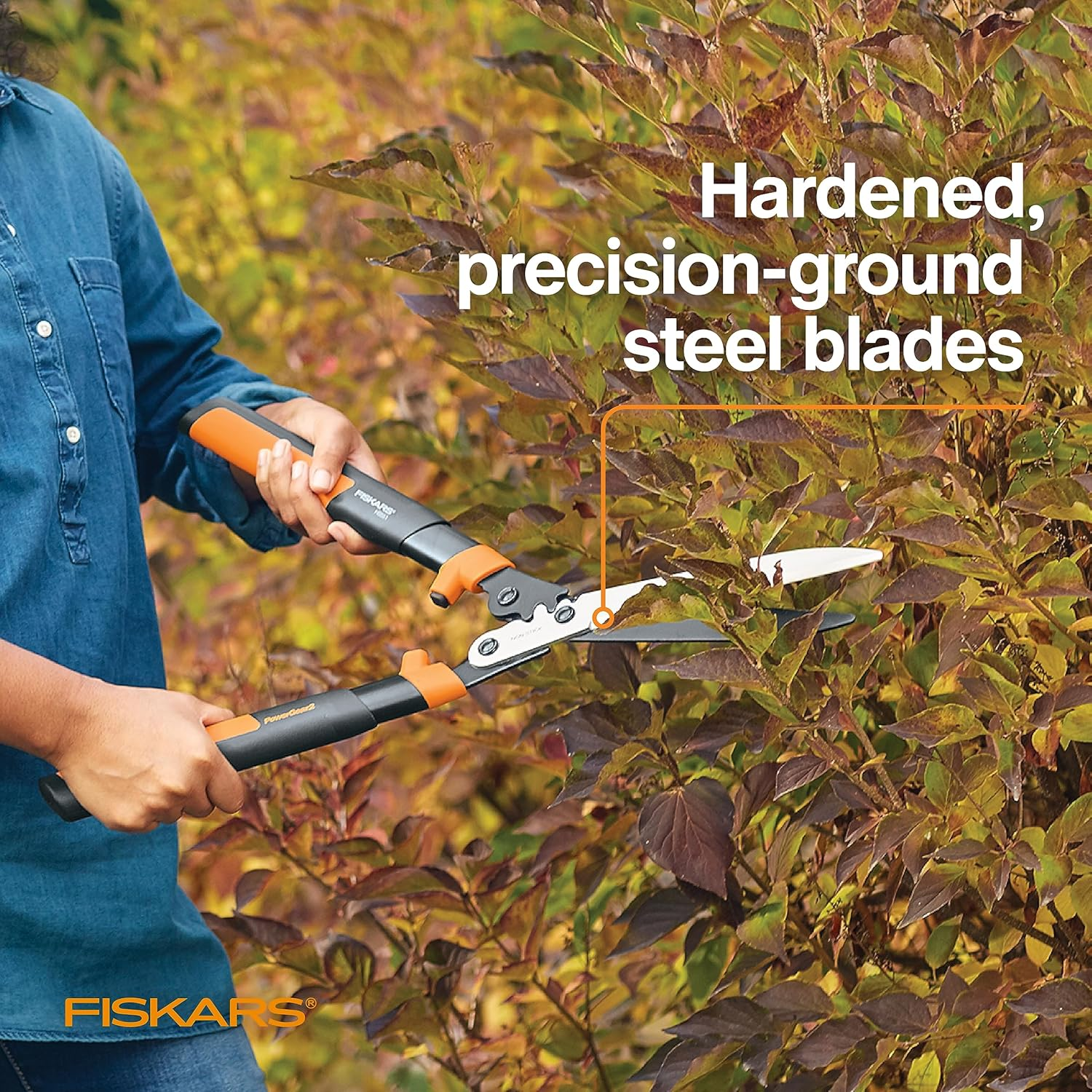 Fiskars Garden 392861-1002 Powergear2 Hedge Shears, 23", Black/Orange