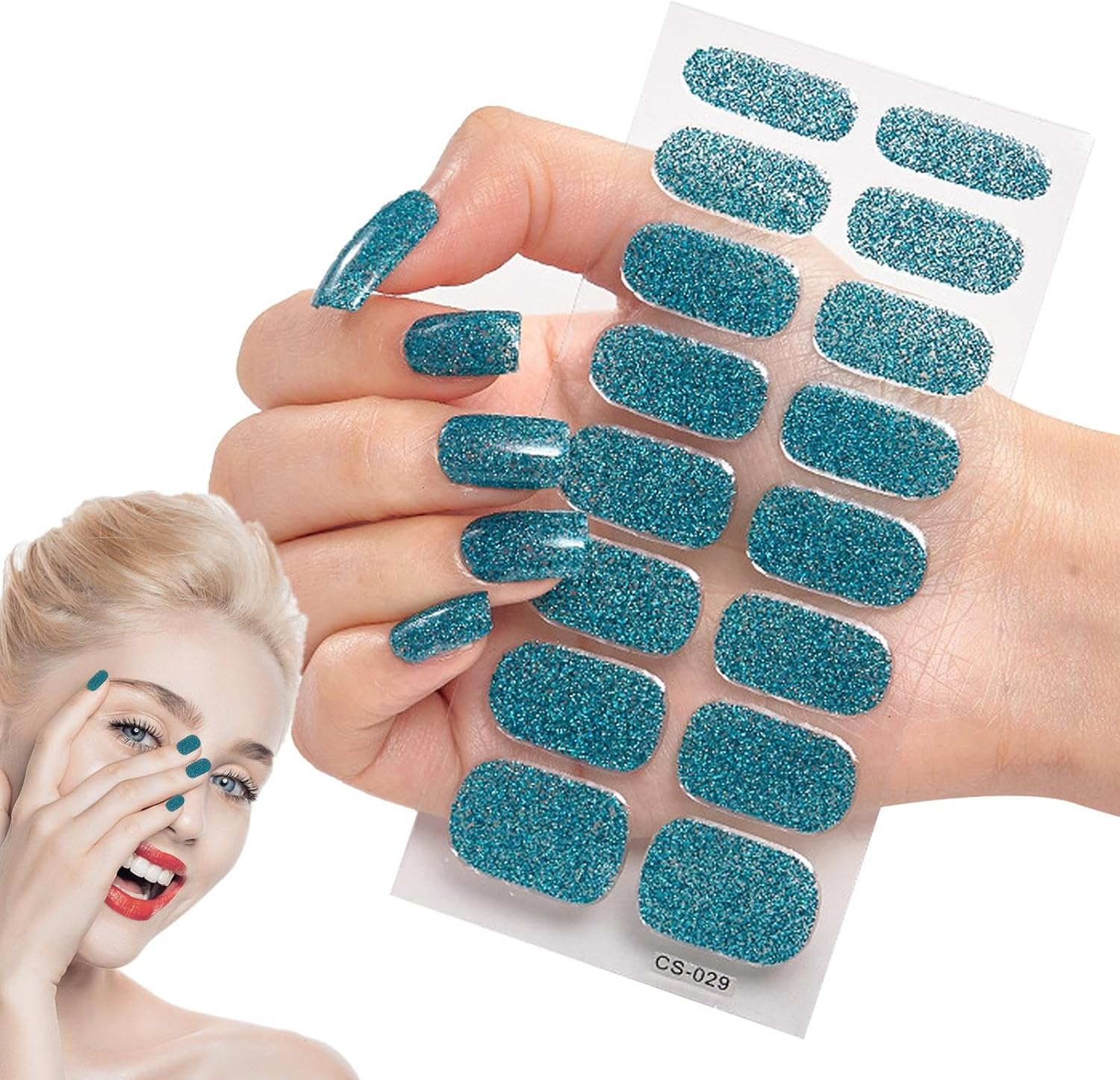Stick on Gel Nail Strips - UV Stickers, Full Wraps, Semi Cured Polish Strips for Salon Manicure - Cs030 image number 5