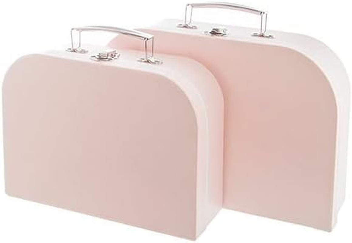 Set of 2 Suitcase Gift Boxes Hamper with Lid Pink Keepsake Storage Baby Shower image number 1