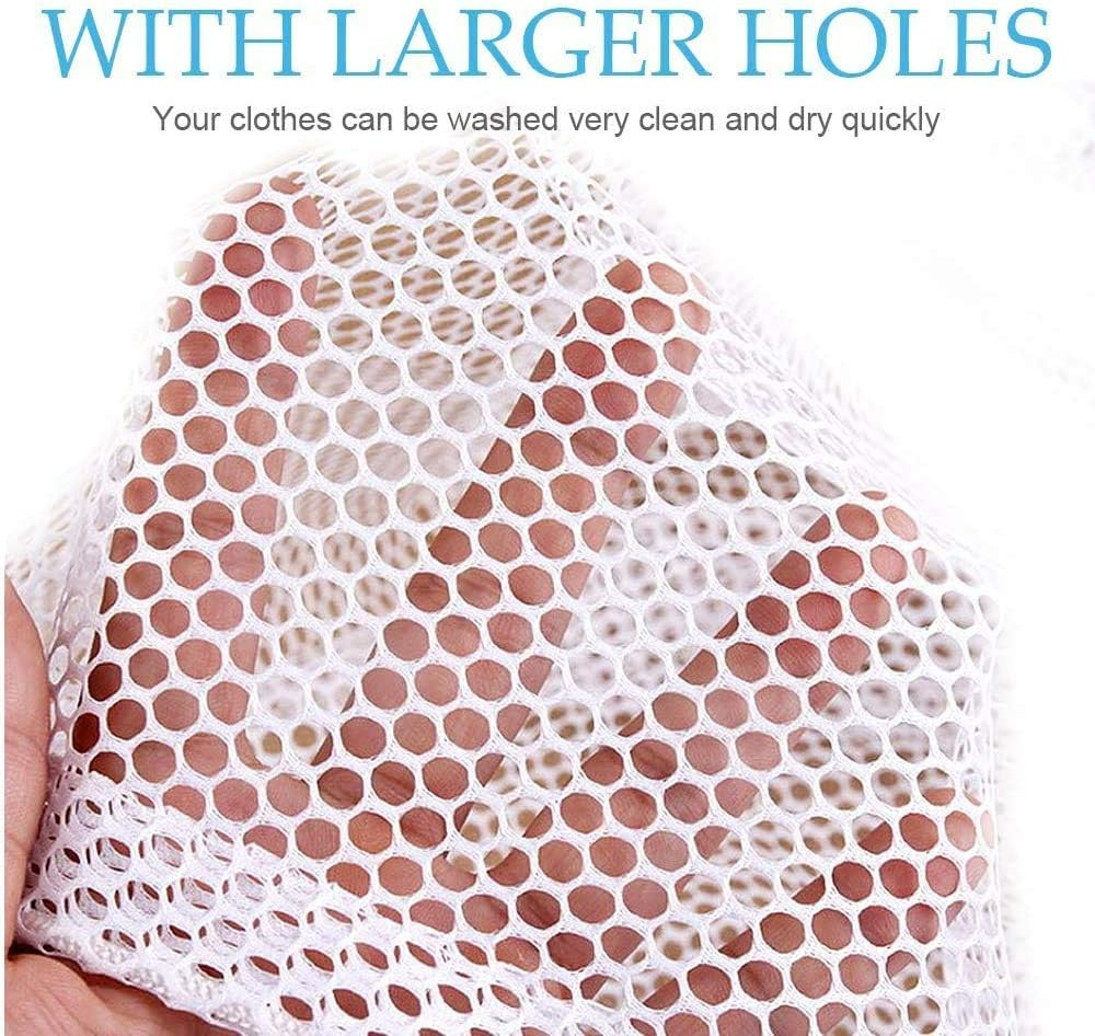 PELLUM Mesh Laundry Bags with Drawstring, 4 Pack - Durable, Sturdy, Machine Washable, Heavy Duty Bags for Travel, College Dorm, Apartment, Family image number 2