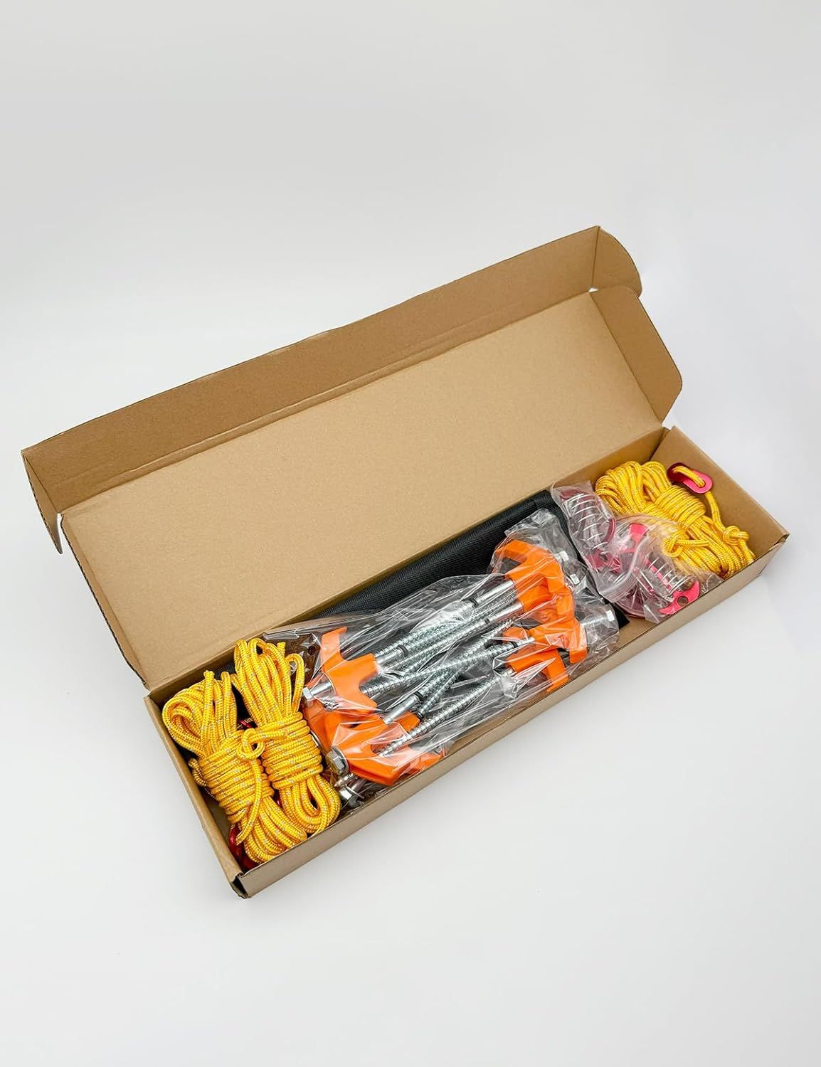 Virellisee Screw in Tent Pegs Ground Anchors Kit (8 Pack 8" + 4 Y-Shape Stakes + 4Pack Ropes + Storage Bag) for Camping, Hiking, Backpacking, Windproof Reinforcement Portable Outdoor Gear