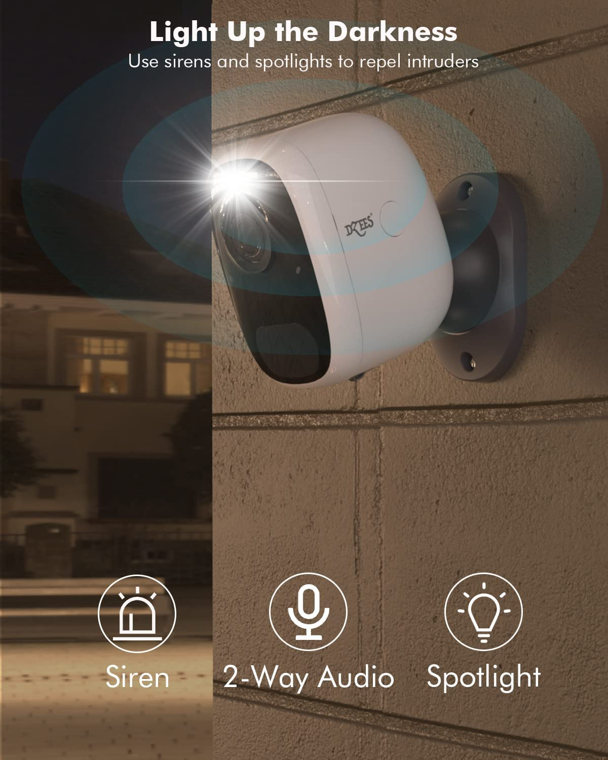 Dzees Wireless Security Camera Outdoor with Magnetic Mount, 4MP Battery Powered Security Cameras Wireless Outdoor for Home Security, AI Motion Detection/2-Way Talk/Color Night Vision/Ip66/Cloud/Sd image number 2