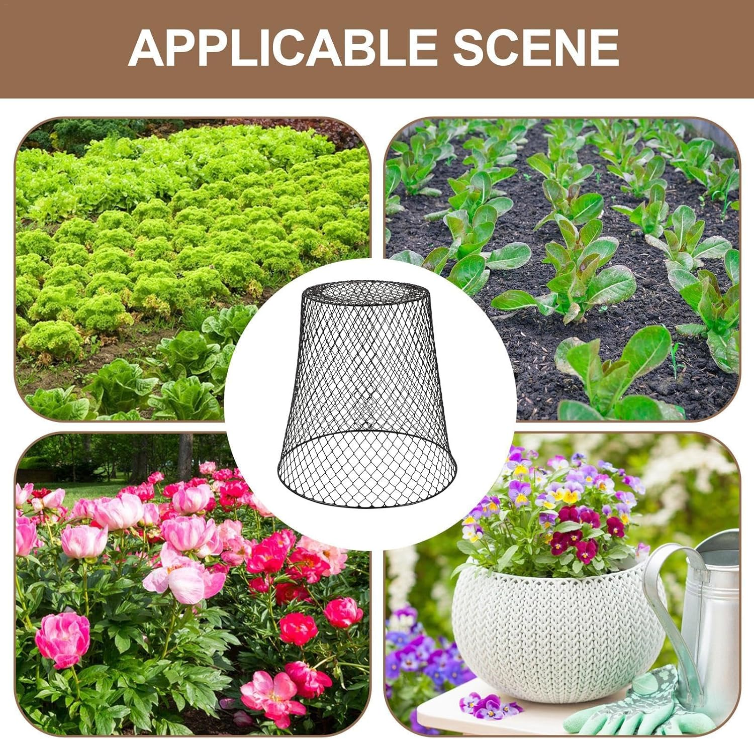 Garden Cloches for Plants - Plant Protectors for Garden,Protectors Metal Wire, Ultimate Protection from Animals, Sturdy Plant Cages for Outdoor - Black image number 4