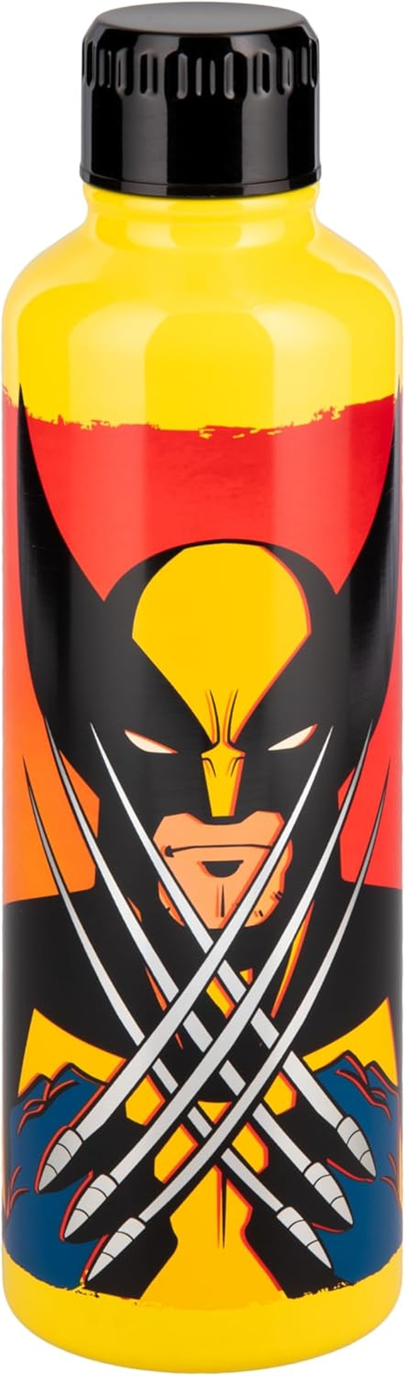 Paladone Wolverine Yellow & Red Metal Water Bottle with Screw-Top Lid, Officially Licensed Marvel X-Men Reusable Stainless Steel Flask 500Ml, Superhero Merchandise for Teens, Adults, School, Work image number 1