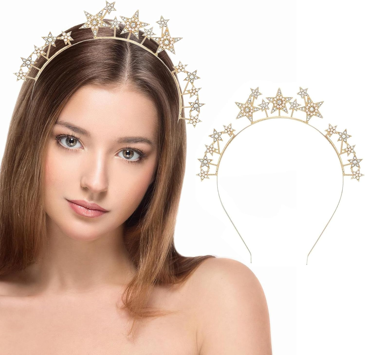 Star Headband, Star Rhinestone Headband, Hair Accessories, Stars, Rhinestone Star Headband, Goddesses Headpiece, Headband Star Glitter, for Women and Girls, Carnival, Wedding, Birthday Party image number 6