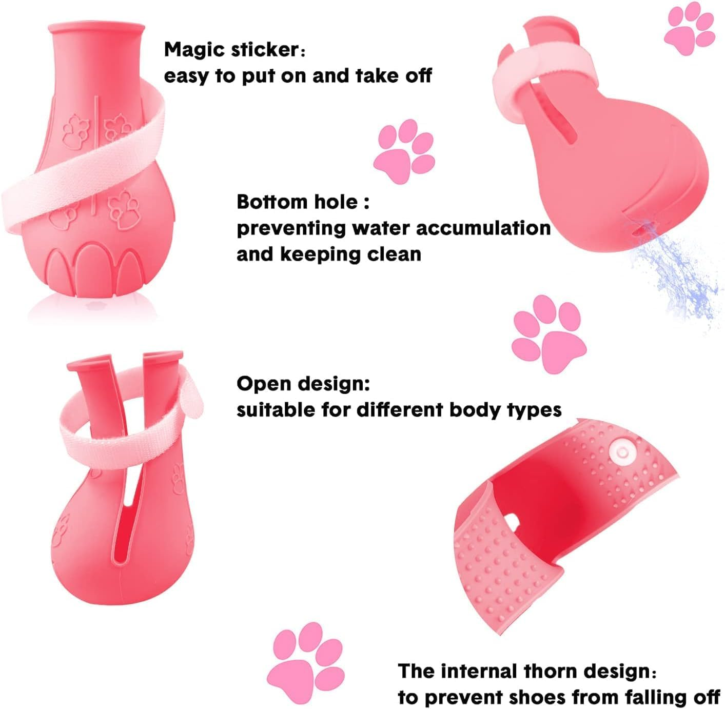 Coehaopike Cat Anti-Scratch Shoes 4 Pack, Pet Supplies Cat Scratch Deterrent Booties, Grooming Cat Accessories Silicone Nail Gloves, Adjustable Cat Claw Cover for Bathing Shaving Checking Treatment image number 5