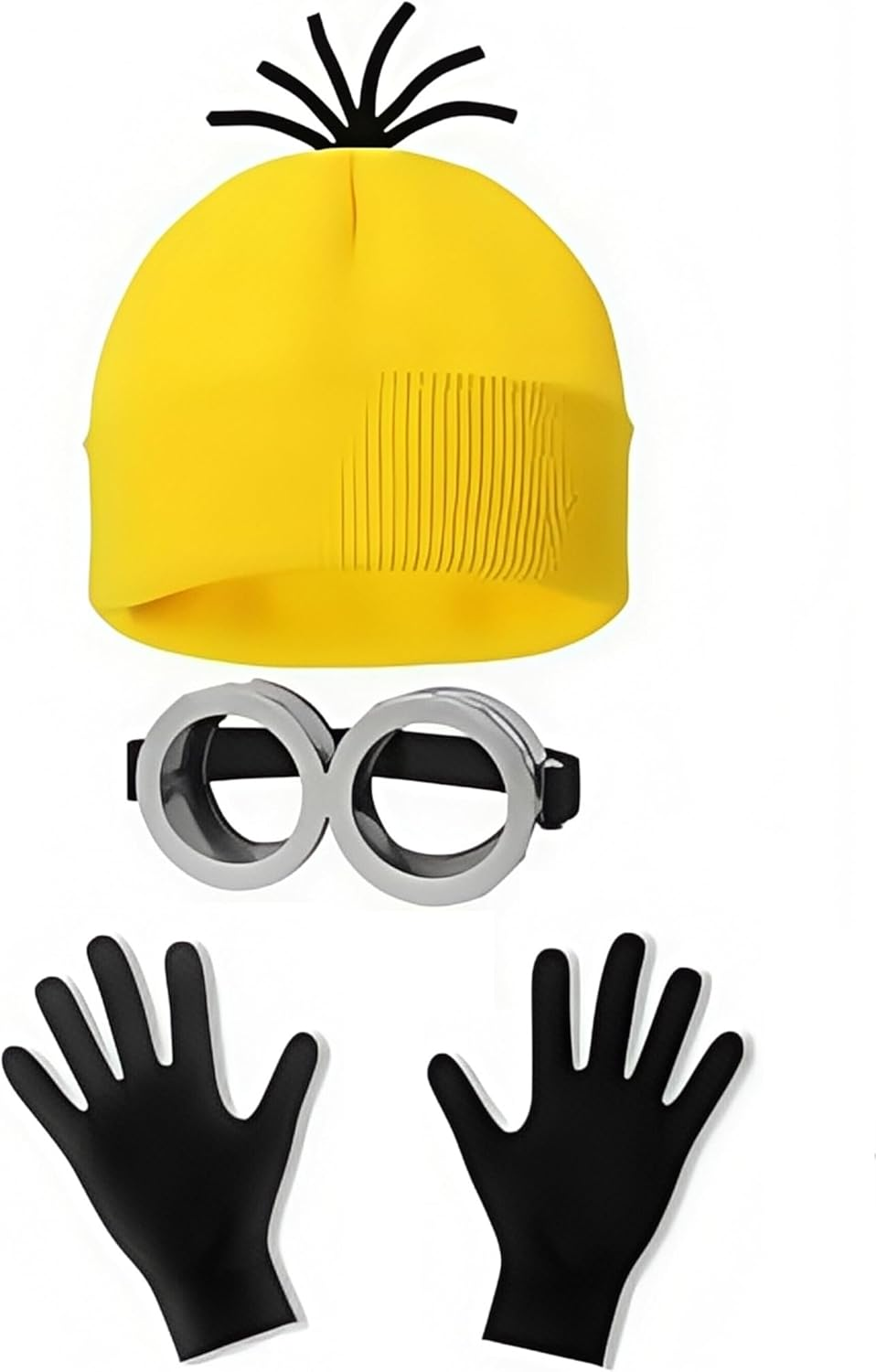 3 Pcs Halloween Costume Accessories for Adult Men Women,Goggles Glasses/Yellow Beanie/Gloves for Men Women Cosplay Party Set