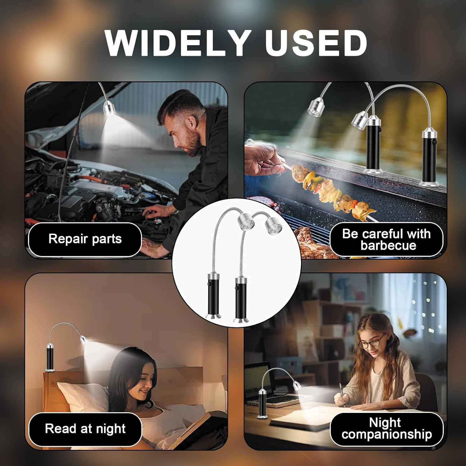 Magnetic Barbecue Grill Light - 2 Pack LED BBQ Light, 360&deg; Flexible Gooseneck, Ultra-Bright, Weather Resistant, Adjustable for Gas/Charcoal/Electric Grills