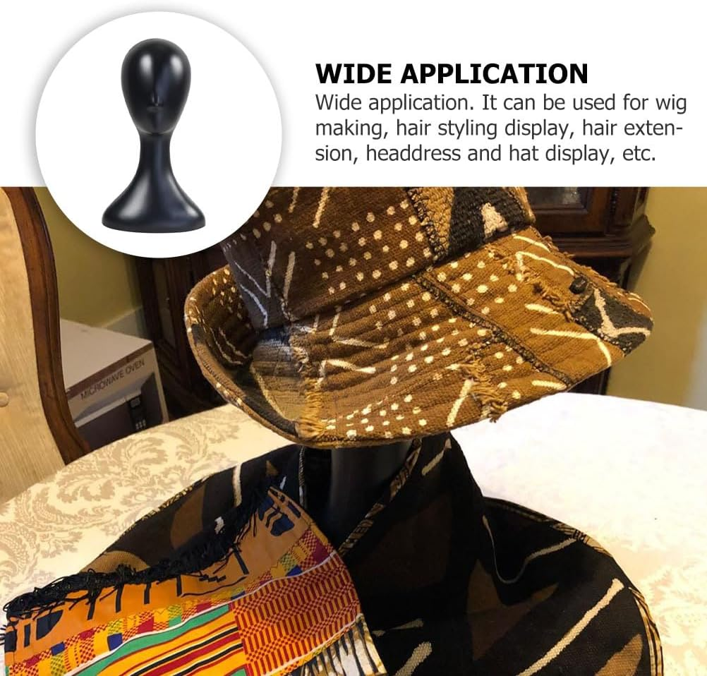 Baluue Head Model Foam, Plastic Mannequin for Wig Hat Scarf, Lightweight Manikin Head for Female Foam Head Display Stand, Black image number 2