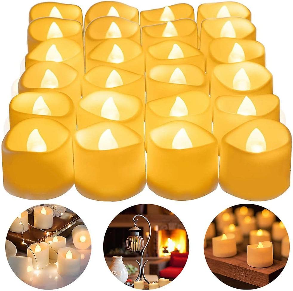 Flameless Tea Lights Candles, Battery Operated LED Votive Candles, Flickering Tealights with Warm Yellow Light Romantic Night for Wedding, Valentine'S Day, Halloween, Christmas, Celebration (24 Pack) image number 4