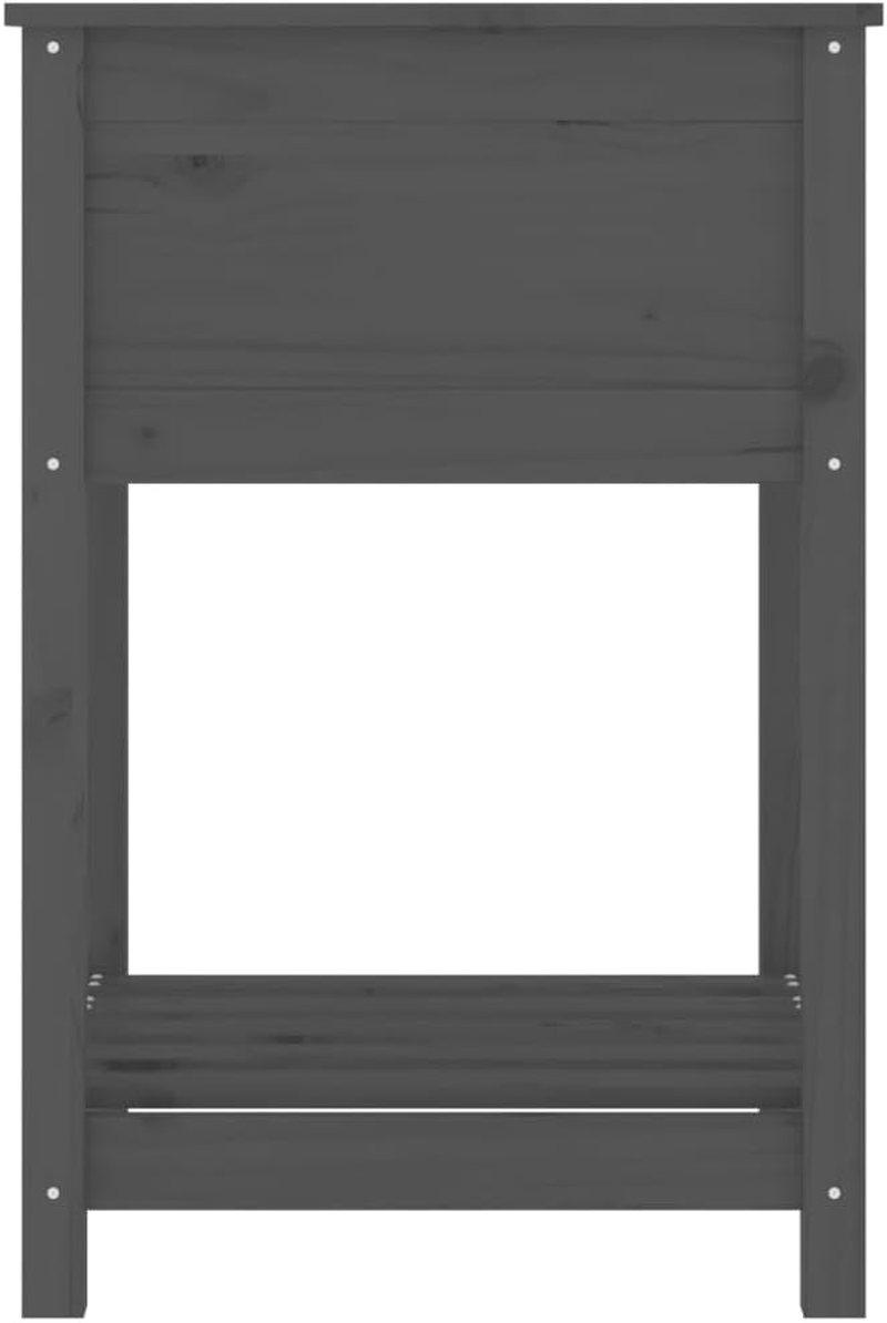 'Vidaxl Gray Solid Pine Wood Planter with Shelf, Square Garden Pot with Ample Planting Space - 54X54X81 Cm image number 1