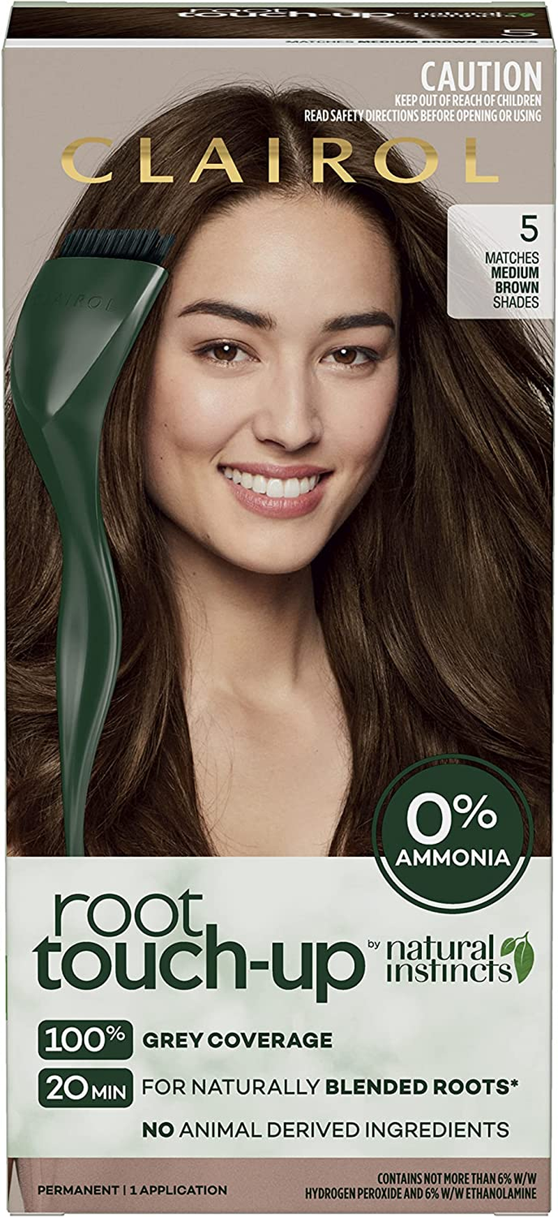 Clairol Root Touch up Natural Instincts 2 BLACK, 100% Grey Coverage, Naturally Blended Roots, 0% Ammonia, Permanent Root Colour