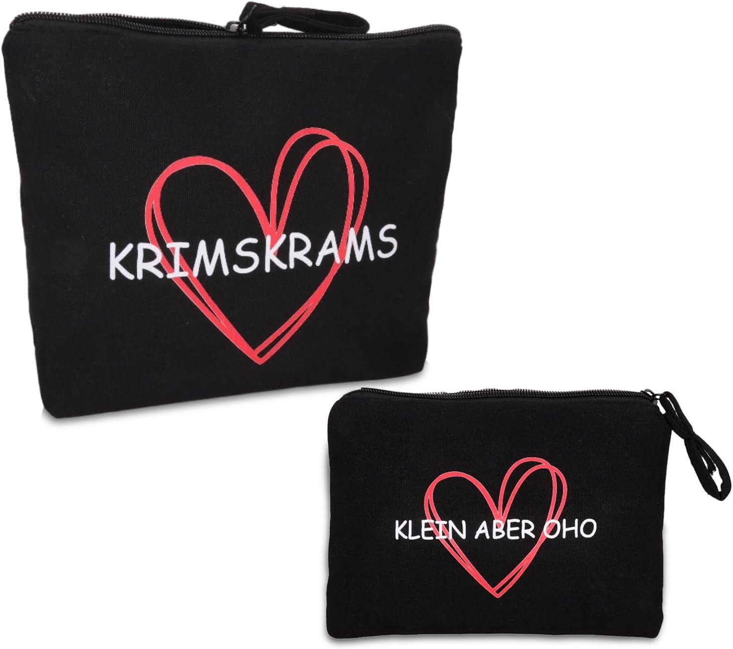 Pack of 2 Small Cosmetic Bag for Women/Girls, Toiletry Bag for Women, Black Krimskrams Make-Up Bag for Women, Girlfriend, Mum, Make up Bag with Saying, Travel Purse image number 2
