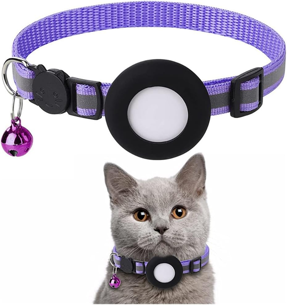 Adjustable Cat Collar Reflective Small Pet Cat Collar Strap for Apple Air Tag AU - Blue image number 4