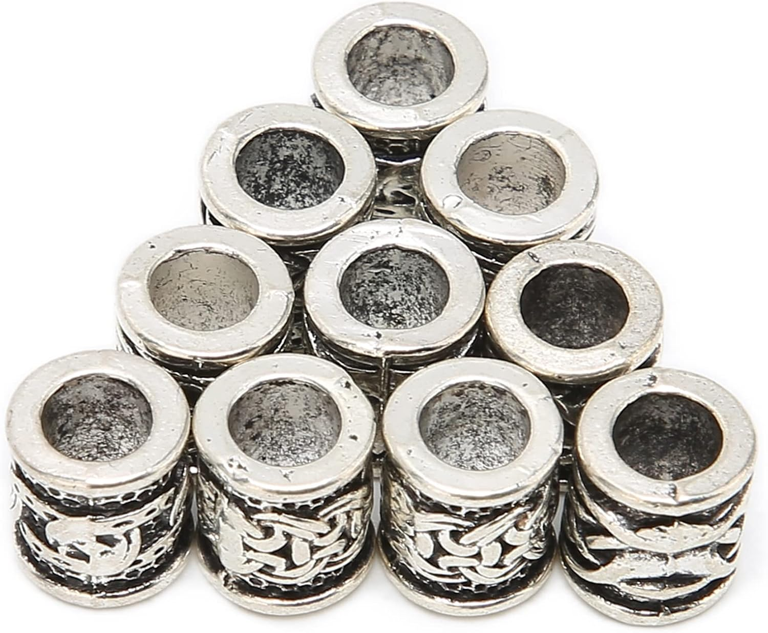 DAUZ 10Pcs Silver Alloy Viking Dreadlock Beads for Bracelet Beard DIY image number 3