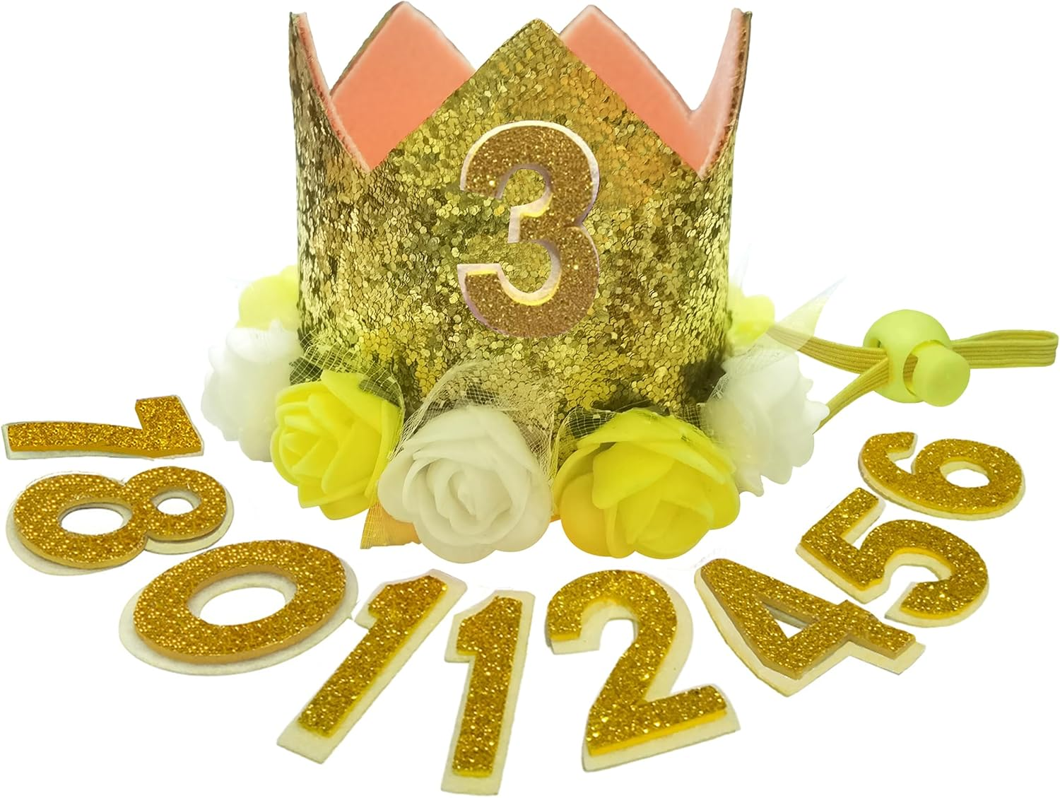 JAMSTONE Crown Dog Birthday Hat Reusable Doggie Birthday Party Hat for Pets Glitter Crown Hats for Dogs Cats Kitten Headband Hats Pink