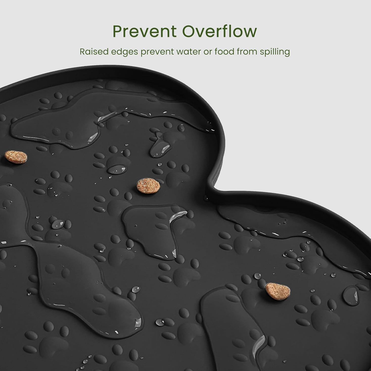 Dog Food Mat Anti-Slip Silicone Dog Bowl Mat Thicker Pet Placemat Waterproof Cat Feeder Pad with Raised Edge Puppy Kitten Feeding Mats Suitable Small Medium-Sized Dogs Cats Eating Tray