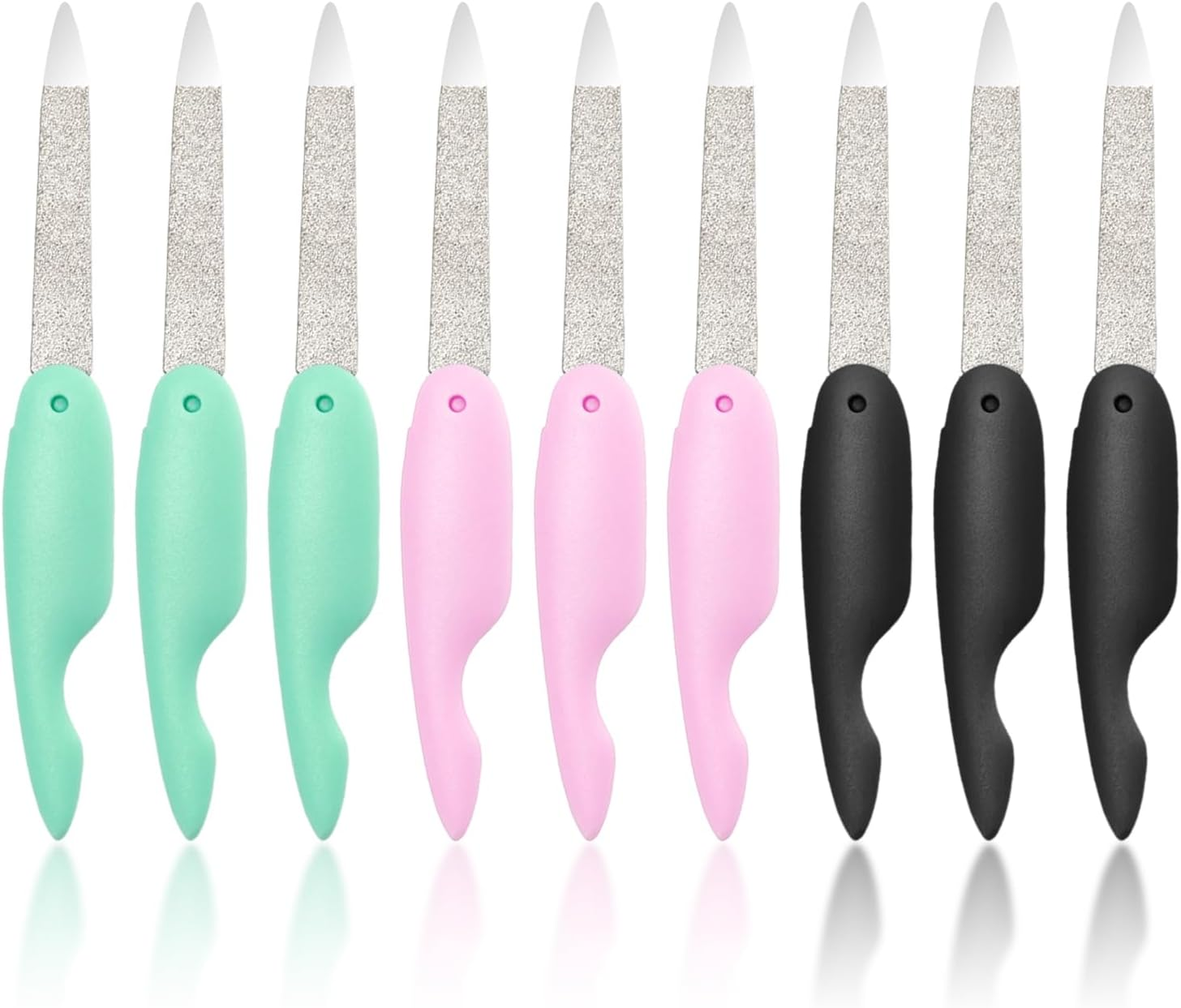 9 Pieces Stainless Steel Nail File, Manicure Tool, Nail Polishing Tool, Folding Nail File, DIY Nail Art Accessories