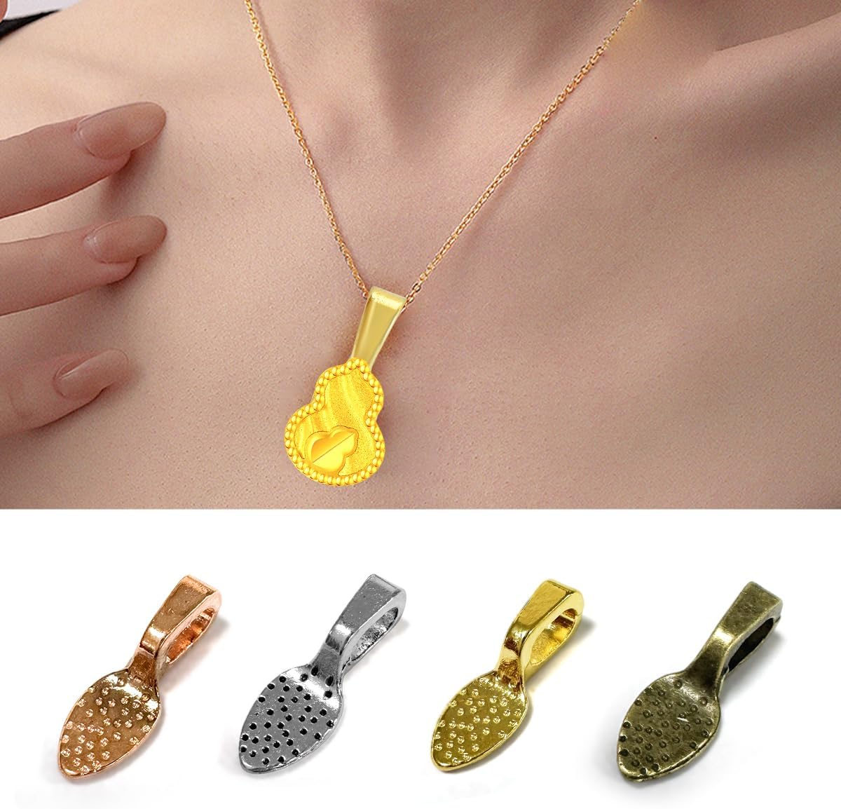 NILLOS Earring Bails Pendants, 200 PCS Small Spoon Bail Earring Charms for Necklace, Bracelet, Earring Jewelry Crafts Making (15X5Mm) image number 3