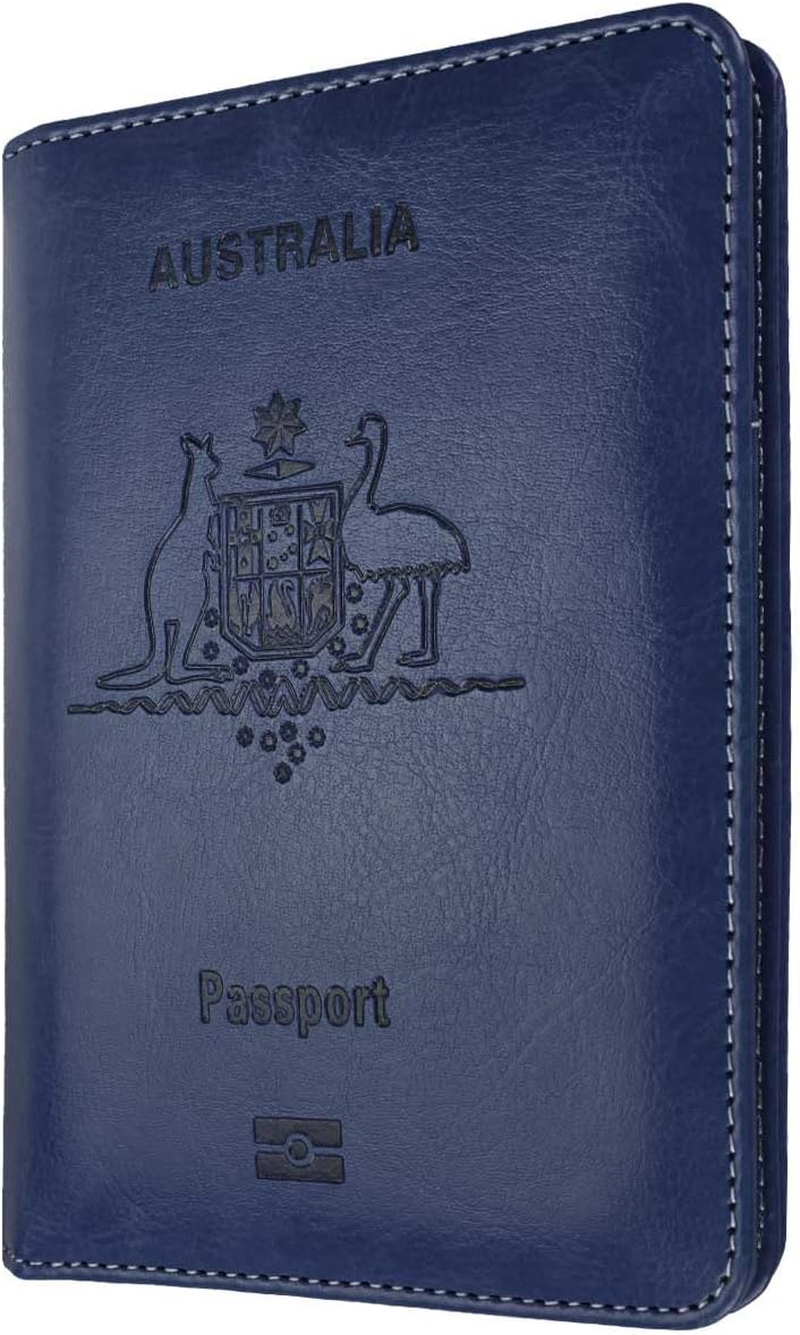 Passport Holder Travel Bag Cover Case, T Tersely Leather RFID Blocking Travelling Wallet Holder ID Credit Business Cards Cover Case for Boarding Passes (Black)