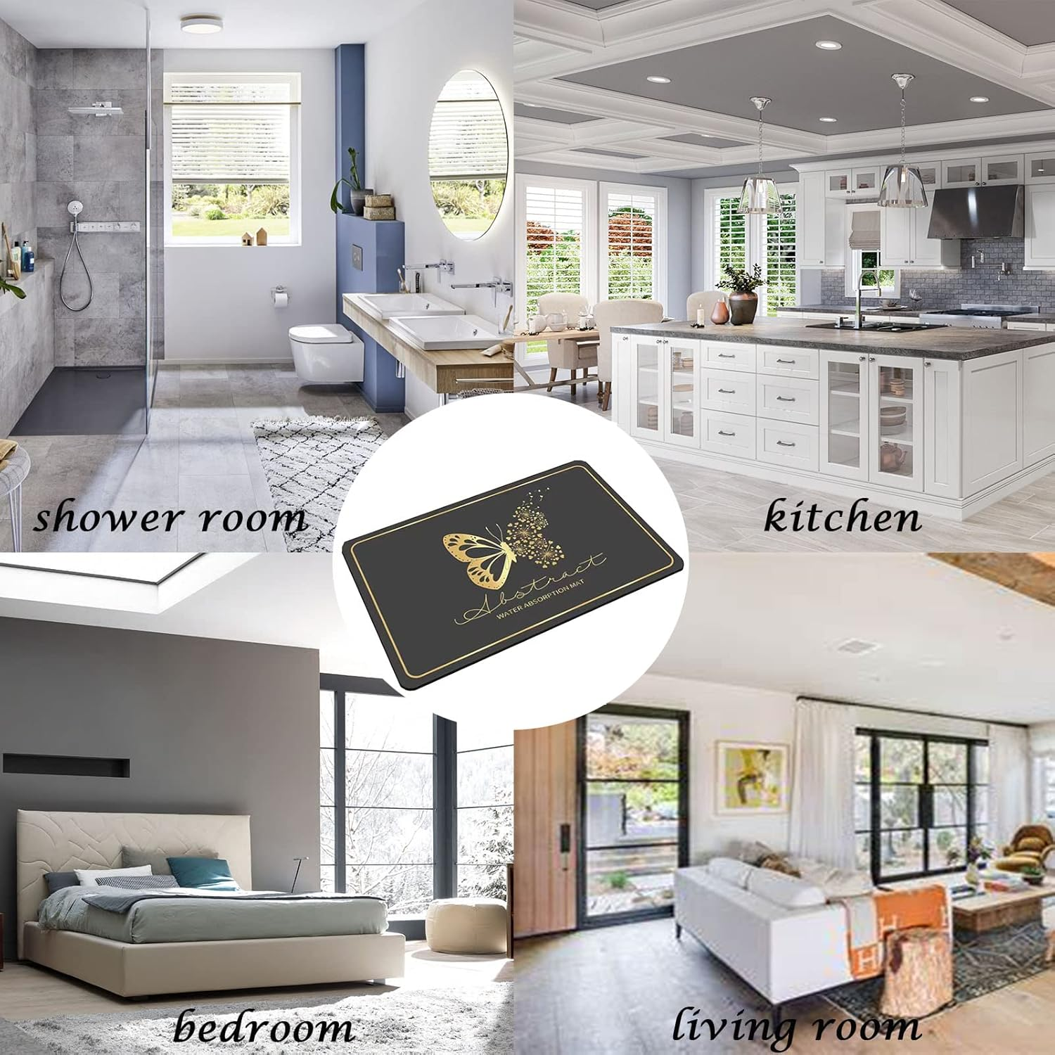 Door Mat,Bathroom Rugs,Bath Mats for Bathroom,40X60Cm Non Slip-Bathroom Mats,Quick to Dry Water and Easy to Clean Up image number 1