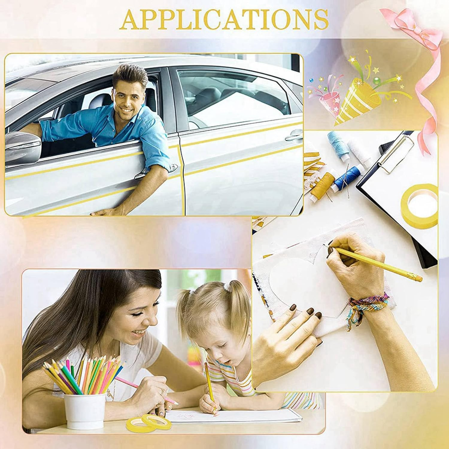 24 Rolls Fine Line Tape 1/16,7/10,1/8,1/4,1/2,3/4 Inch X 55Yard, Fineline Masking Tape, Painters Automotive Masking Tape image number 1