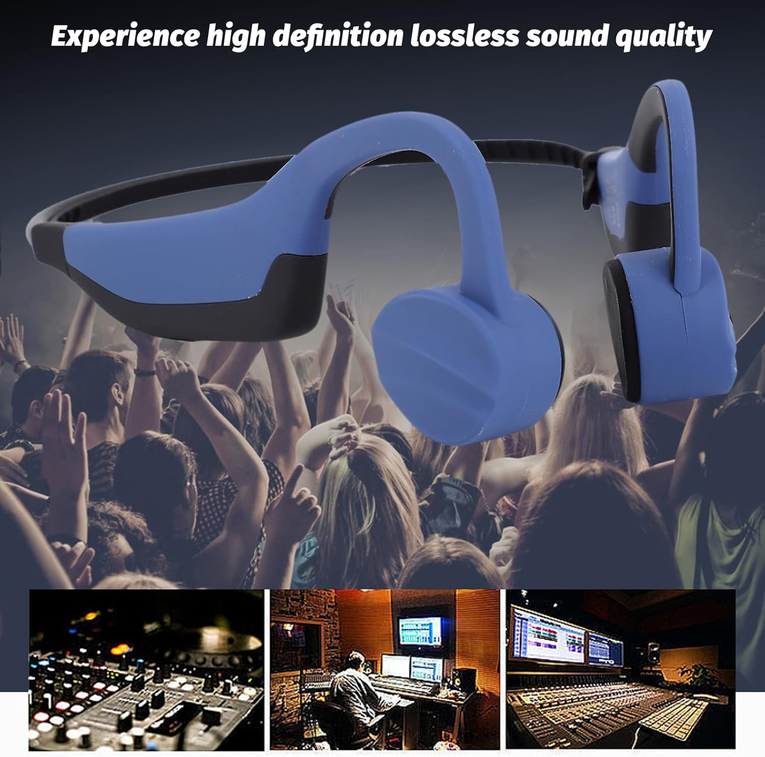 Garsent Bone Conduction Headphones, Open Ear IPX8 Water Proof Swimming Earphone Bluetooth, 16G Memory, Sports Headset for Running Cycling and Other Activities (Blue) image number 5