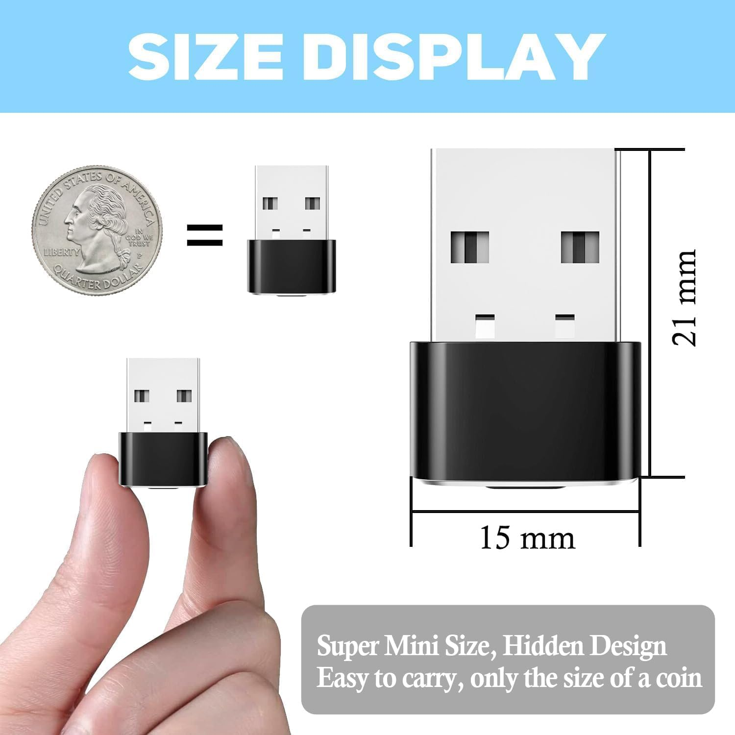 Undetectable Metal USB Mouse Jiggler with Switch Button, 3 Jiggle Modes, Automatic Shaker, Simulator, Driver-Free, Plug & Play, Keep Computer/Laptop Awake, Black image number 1