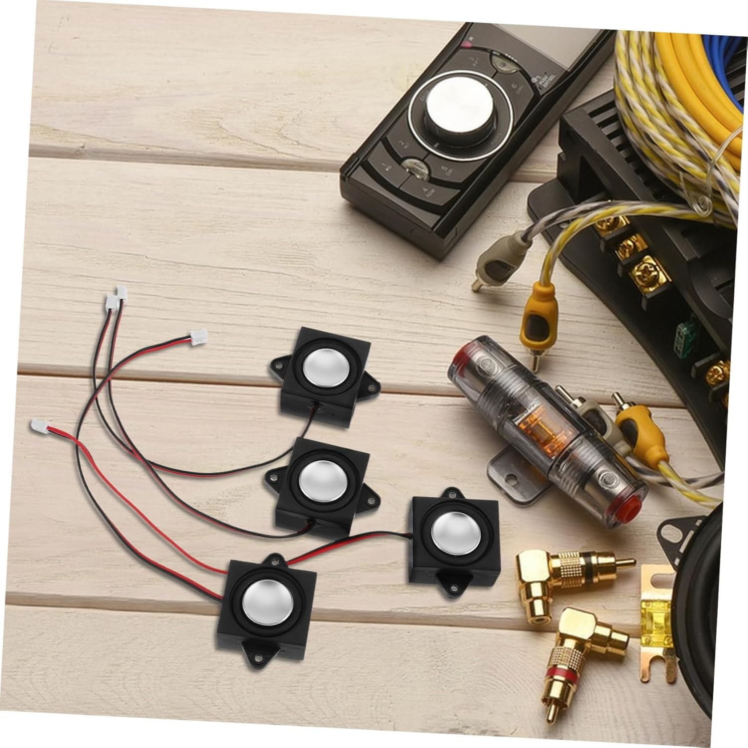 KICHOUSE 4Pcs Portable Mini Stereo Speakers External Speakers for Projector Flexible Connector for Easy Setup image number 6