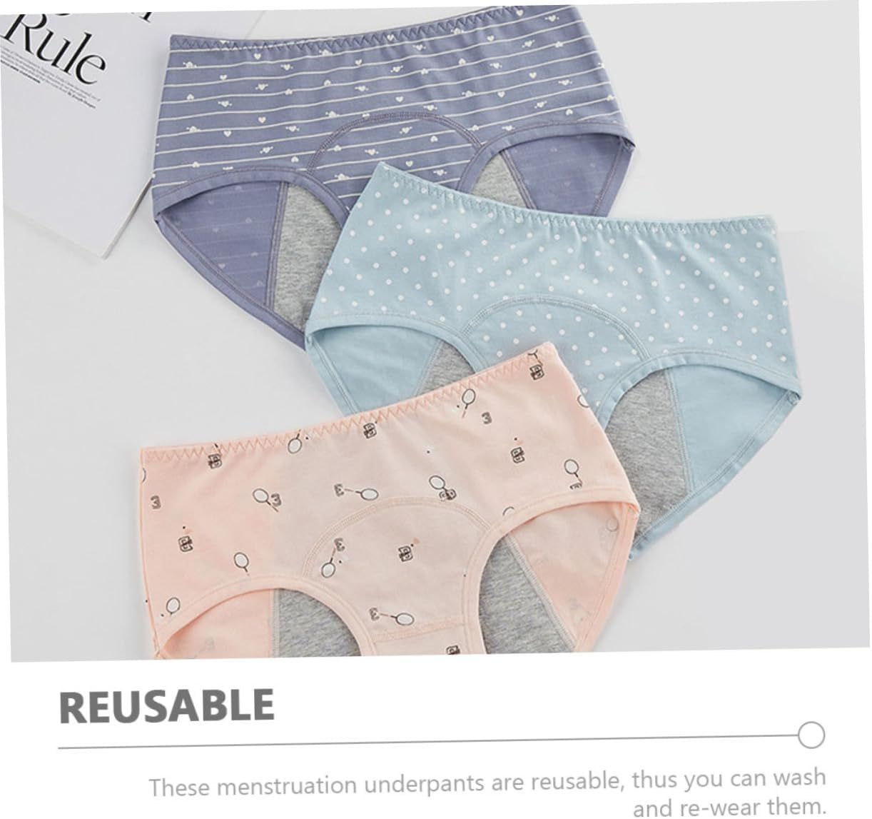3Pcs Women Menstrual Underpants Mid Waist Safety Underwear for Period Protection Breathable and Comfortable Material Suitable for Shrimp Lake image number 1