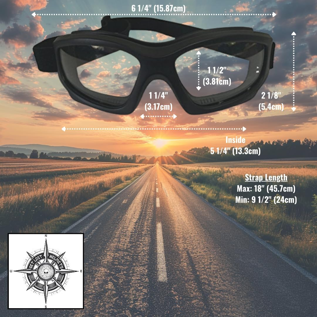 Motorcycle Riding Goggles: Heavy-Duty Riding Goggles No Foam Design W/Hard Case, Microfiber Cleaning Cloth & Pouch Included image number 1