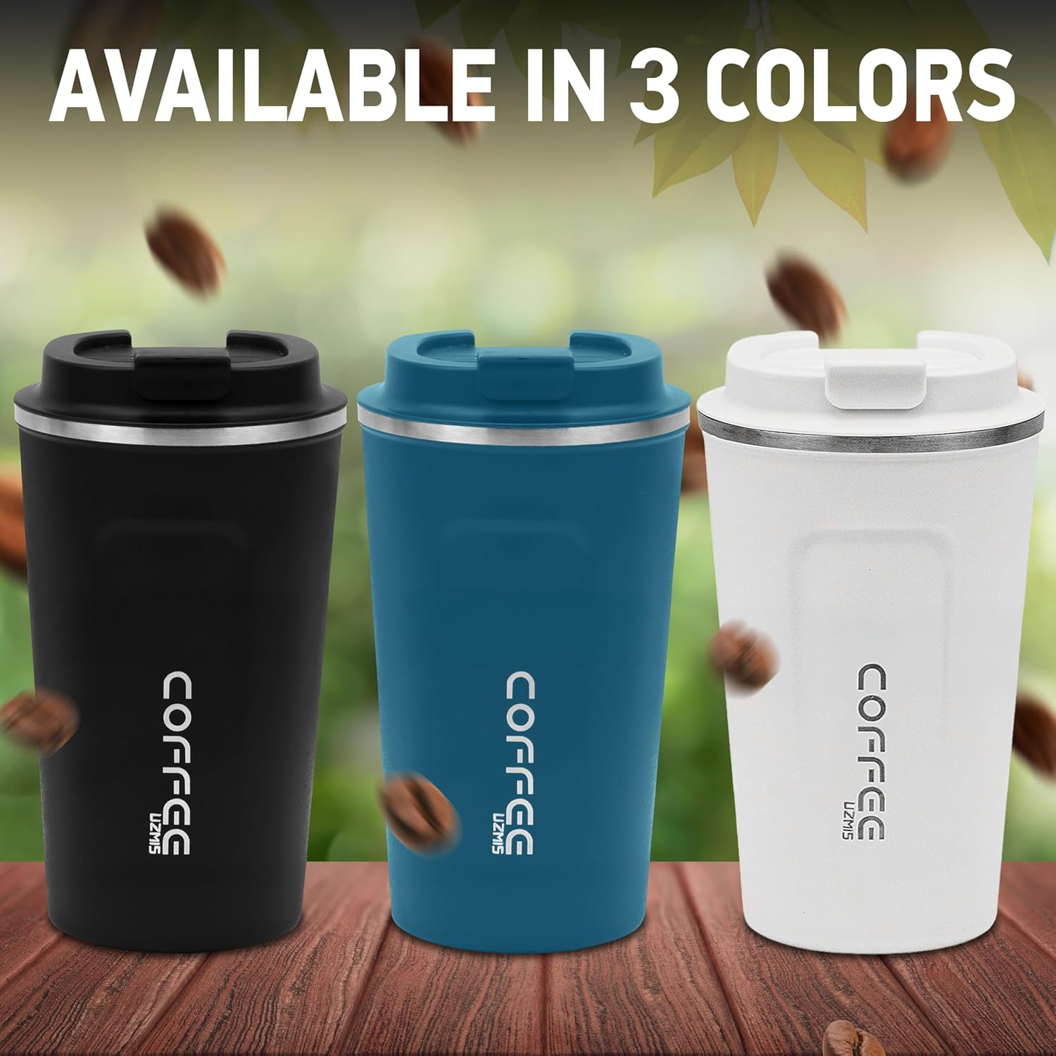 Coffee Cup, Stainless Steel Insulated & Reusable Travel Mug with Leak Proof Lid, Eco-Friendly Coffee Mug for Hot, Cold Drinks (Black - 510Ml) image number 3