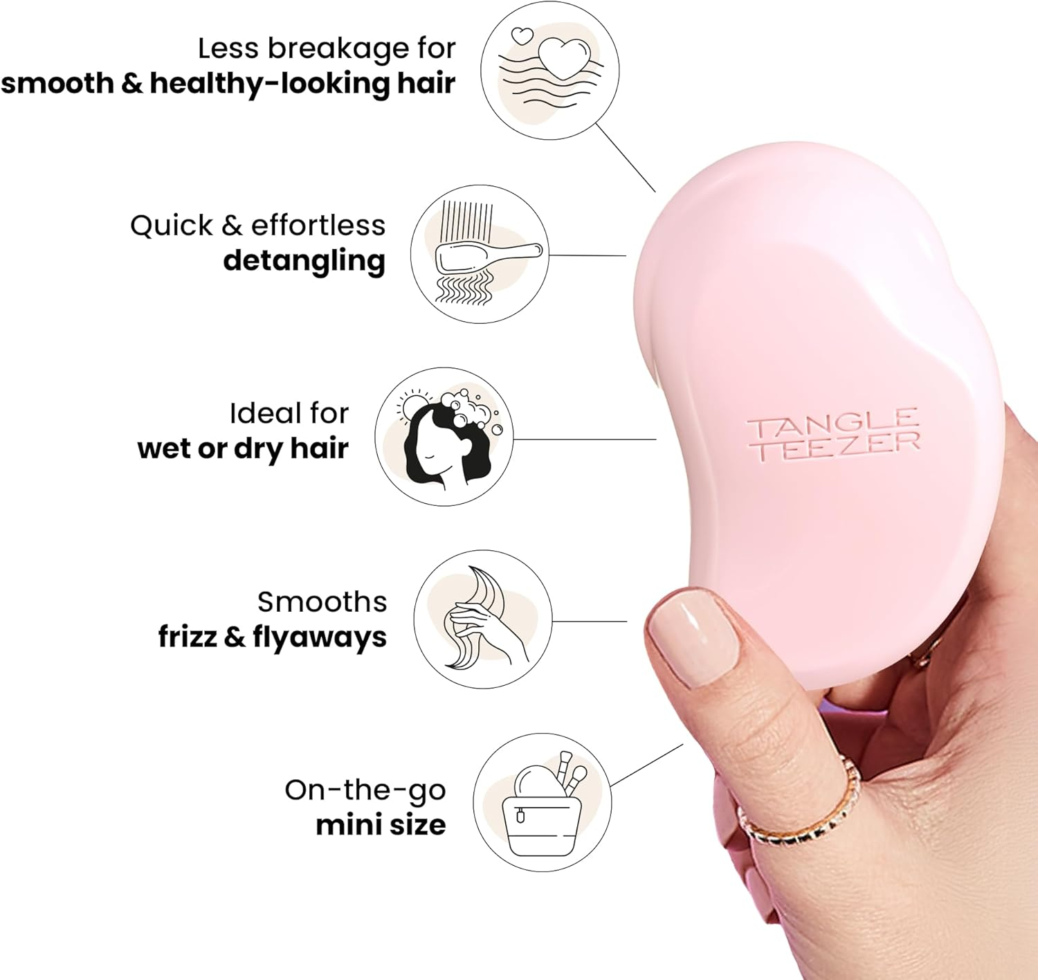 Tangle Teezer Original Soft Hair Brush, No Pull - Cares for Fine Hair - Anti-Breakage Comb for Girl - Pink