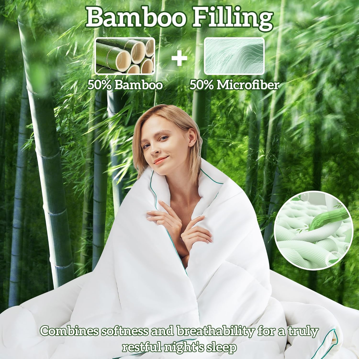 LINENOVA Bamboo Quilt Queen Size - 500GSM Extra Cosy All Season Doona, Breathable and Soft Duvet, Hypoallergenic and Anti-Bacterial, Ideal for Cooler Nights, Machine Washable (210X210Cm) image number 5