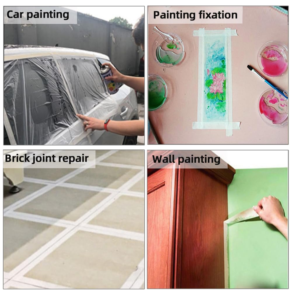 Skycabin 50Mmx50M White Masking Tape for General Painting,Strong Adhesive Painters Tape,Craft Tape,Labeling Tapes, Writable Crepe Paper Tape for Arts,Diy Crafts,School,Office,Home Projetcts image number 6