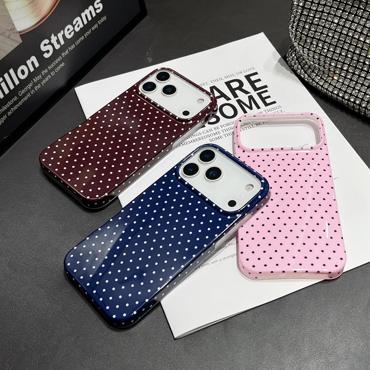 Rorupopo for Iphone 17 Pro Case Women Girly Aesthetic Trendy Polka Dot Phone Cases Simple Design Retro Slim Drop Protection Protective Cover for Iphone 17 Pro，Pink image number 1