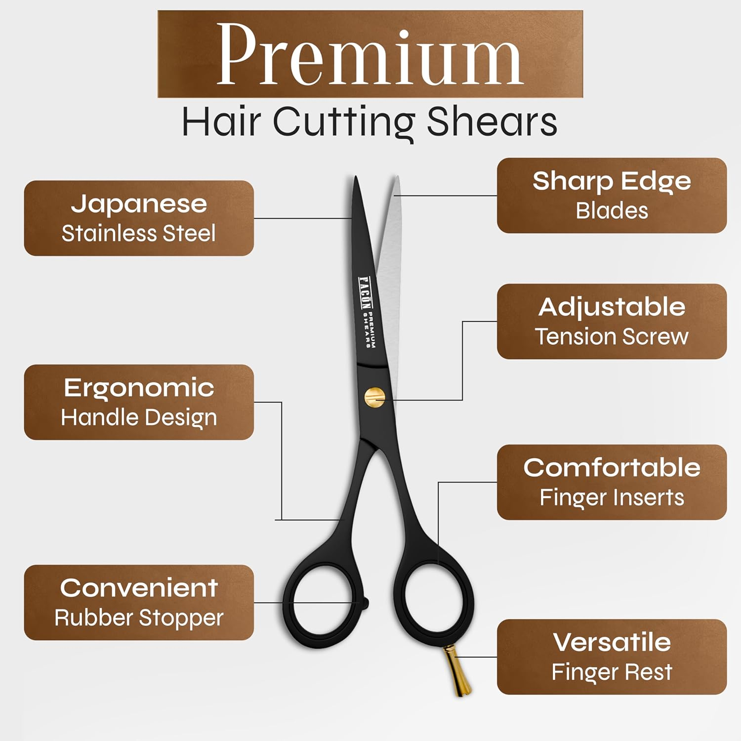 Fac&oacute;n Hair Cutting Scissors - Professional Hair Scissors 6.5 Inch Razor Edge Barber Shears Salon Hair Cutting Shears - Japanese Stainless Steel - Precision Cutting Premium Shears for Men, Women & Kids image number 6