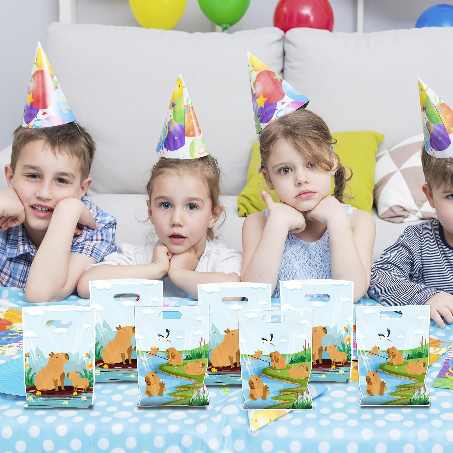 Capybara Theme Gift Bags - 50 Pcs Cute Capybara Goodie Bags with Handles for Animal Theme Party, Wedding, Birthday - Capybara image number 5