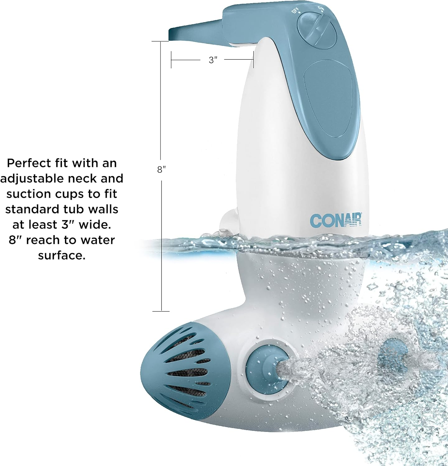 Conair Jet Hydro Spa - Portable Bath Spa with Dual Hydro Jets for Tub - Bath Spa Jet for Tub Creates Soothing Bubbles And/Or Massage - Spa Bath for at Home Use image number 2