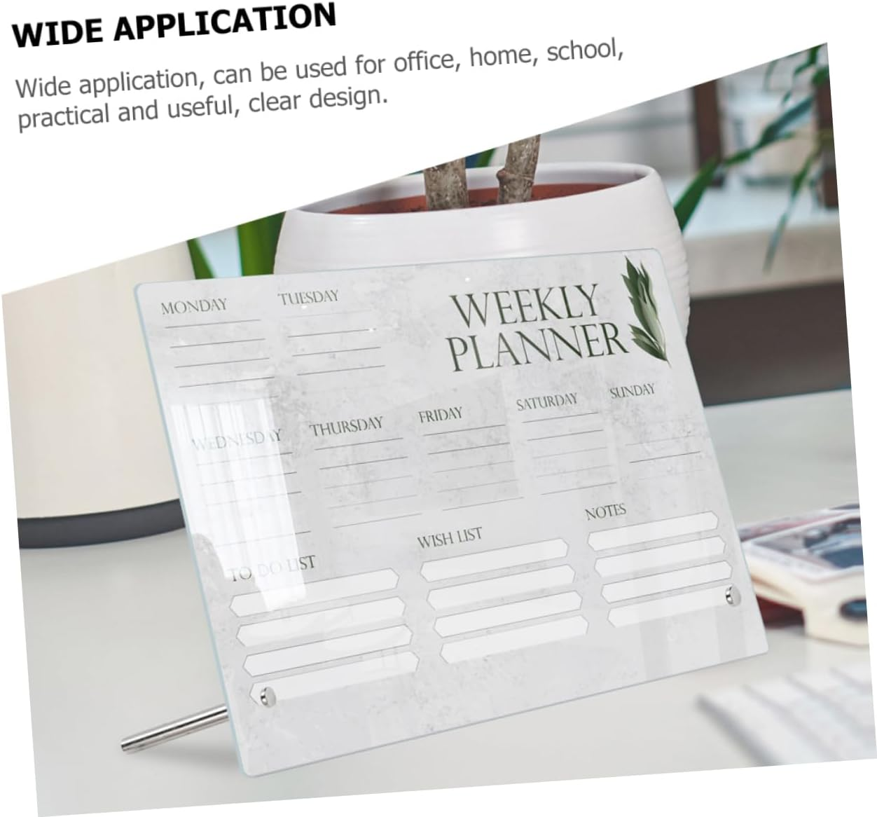 NUOBESTY Acrylic Memo Board 2 Whiteboard Pens and 2 Advertising Pins, Erasable Desktop Note Board for Weekly Planning, Home and School Message Organizer image number 1