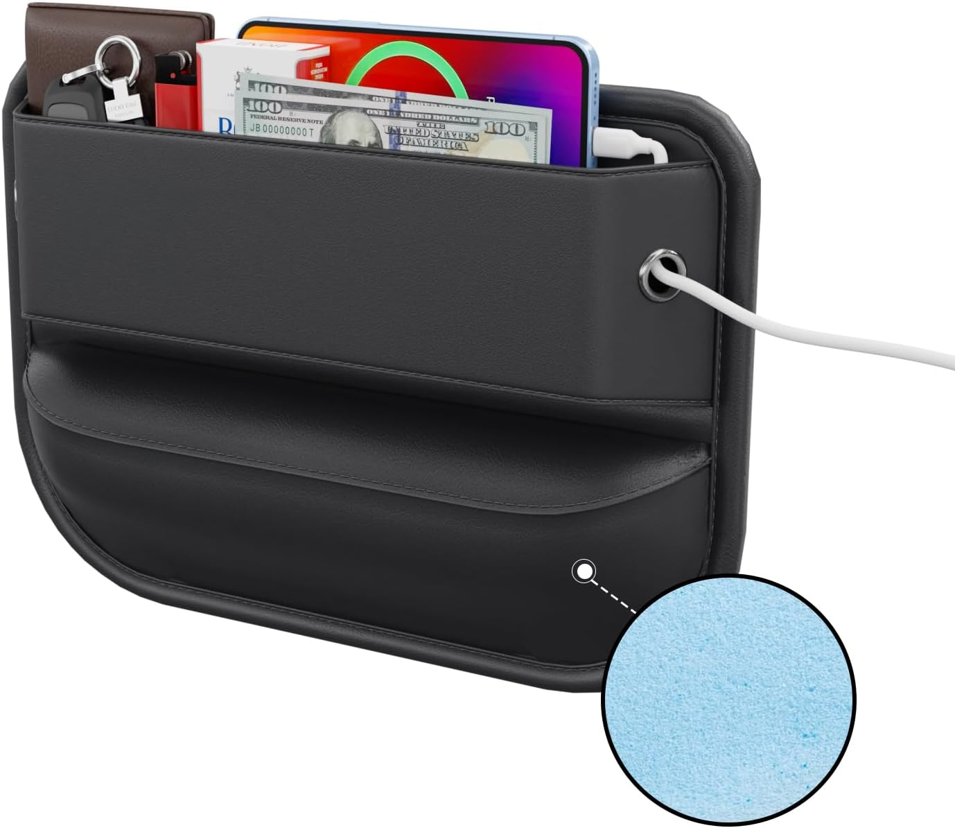Car Seat Gap Filler Leather Car Box Organizers and Storage Front Seats Interior Automotive Essentials - Car Accessories for Phones, Glasses, Keys, Cards-1 Pack1 image number 6