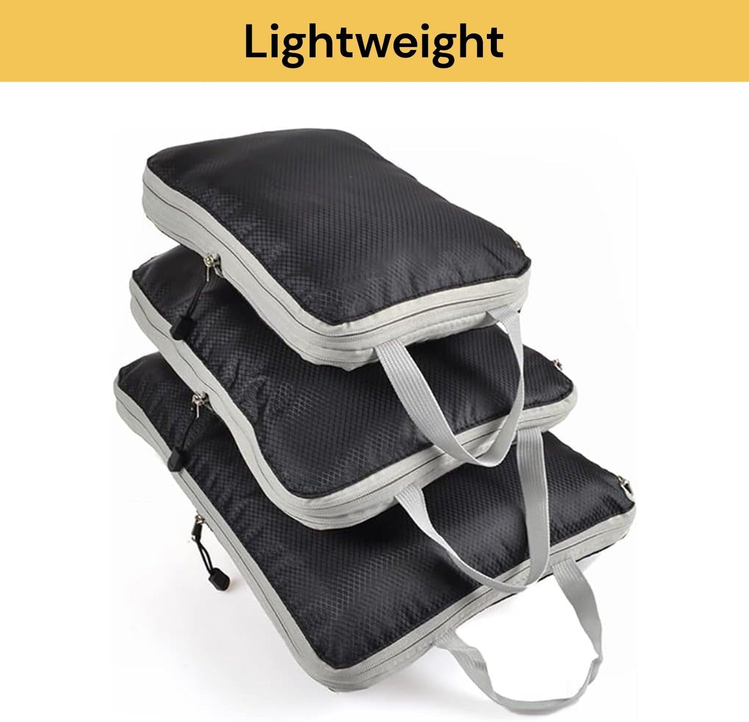 Spendeal 3PCS Compression Packing Cubes for Travel Packing Organisers Vacation with Double Smooth Zipper, Luggage Suitcase Organizer Bags, Expandable Packing Organizers (Black) image number 6