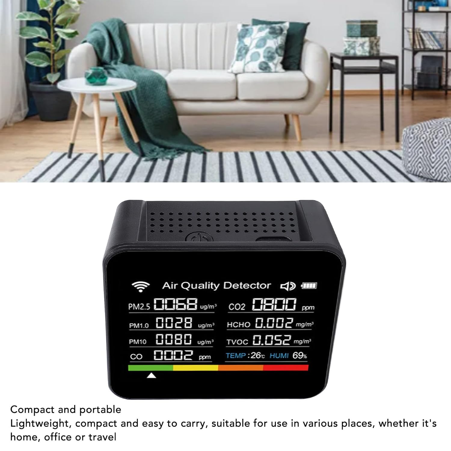 14 in 1 Indoor Air Quality Meter with Precise Sensor Wifi Connectivity Clear Display Screen for Smart APP image number 6